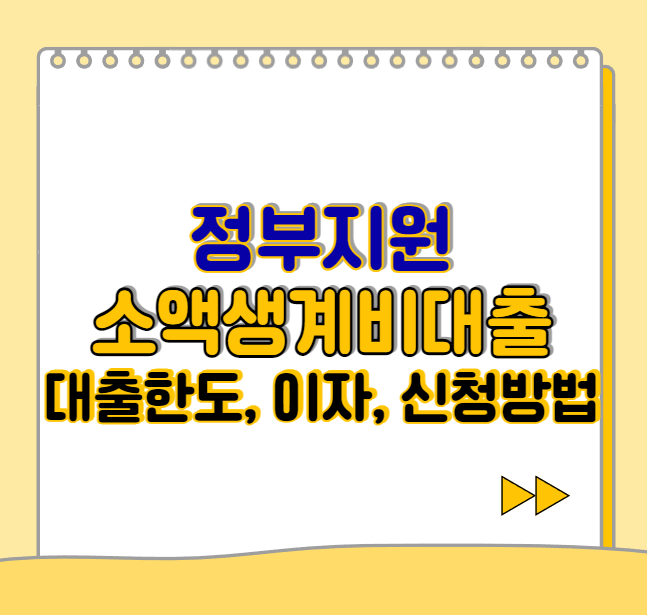  정부 지원 소액생계비대출 대출한도, 이자, 지원대상, 신청방법