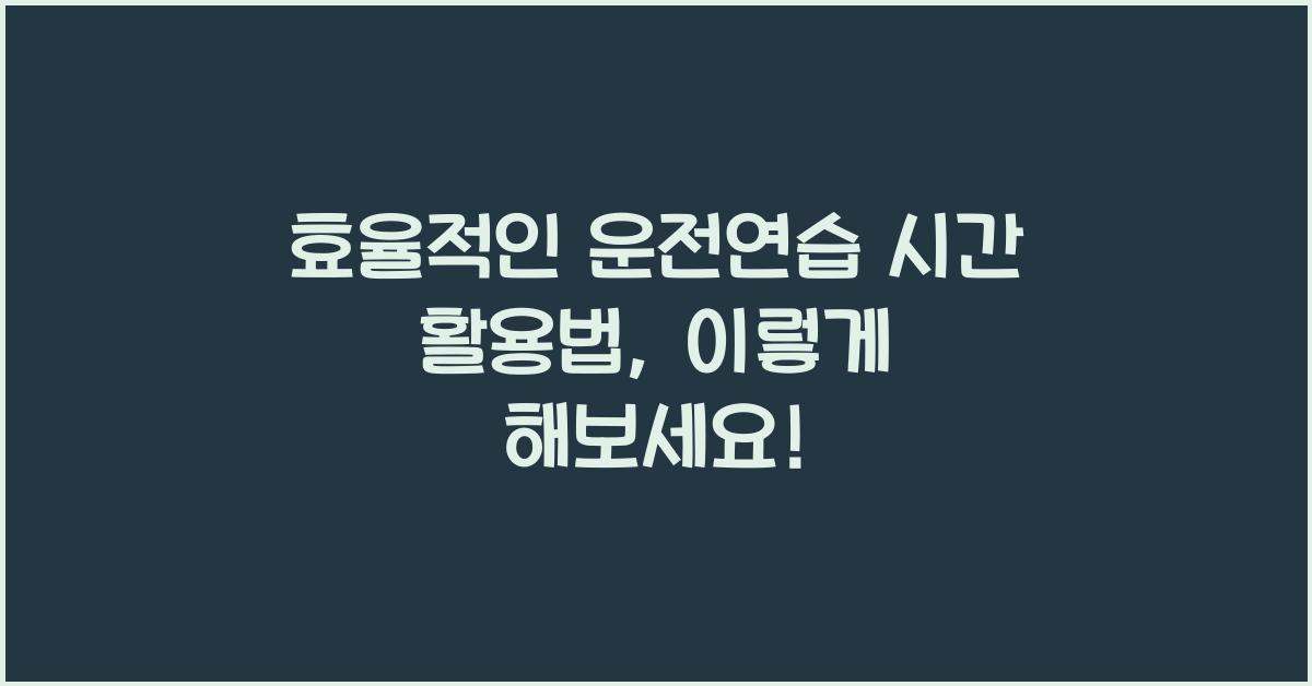 효율적인 운전연습 시간 활용법