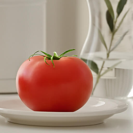 먹음직스러운 토마토가 예쁜 접시에 놓여있다.