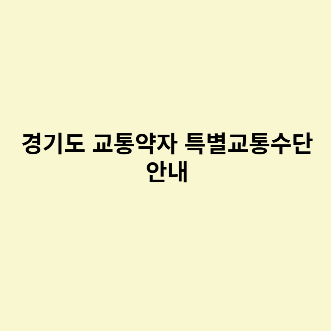  경기도 교통약자 특별교통수단 안내