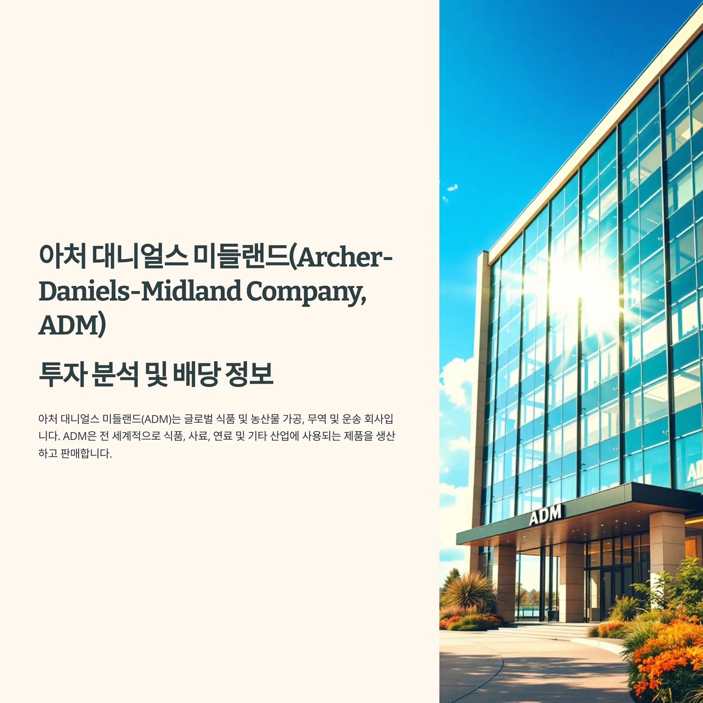 Archer-Daniels-Midland Company (ADM) 투자 분석 및 배당 정보