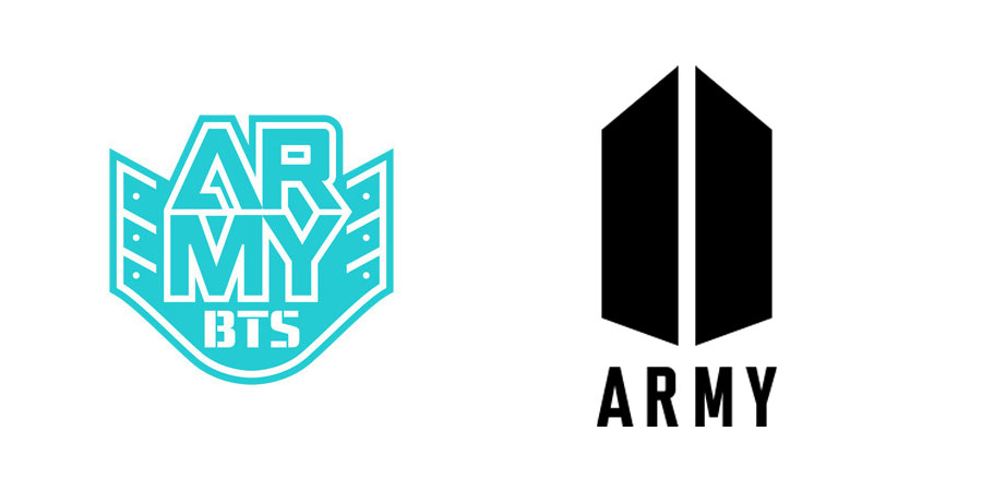 예전의 아미(A.R.M.Y) 로고와 리뉴얼된 로고