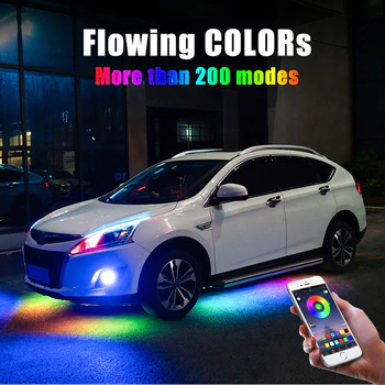  자동차 Underglow 네온 악센트 LED 스트립 조명 앱 제어 RGB 자동 외부 언더 바디 장식 앰비언트 분위기 램프//원래 가격:  USD 25.76 ->현재:  USD 17.52