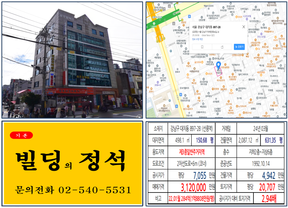 강남구 대치동 897-28번지 건물이 2024년 03월 매매 되었습니다.