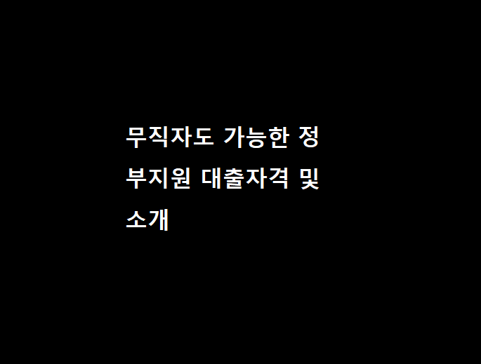 무직자도 가능한 정부지원 대출자격 및 소개