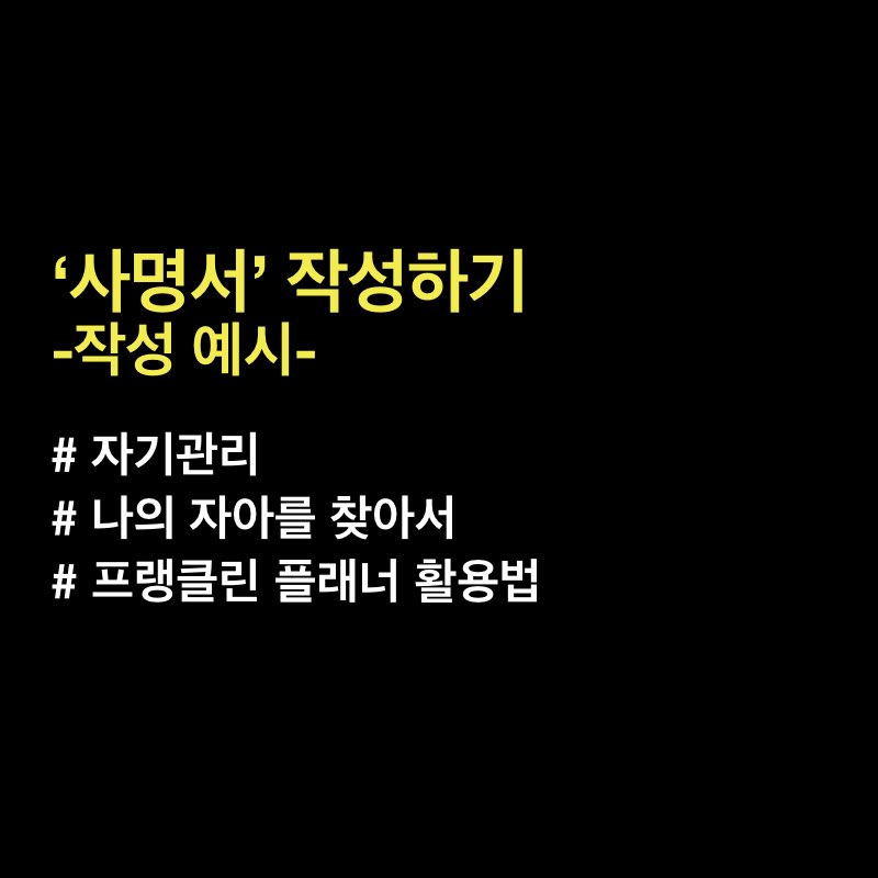  ‘사명서’ 작성 예시 - 프랭클린 플래너 활용기
