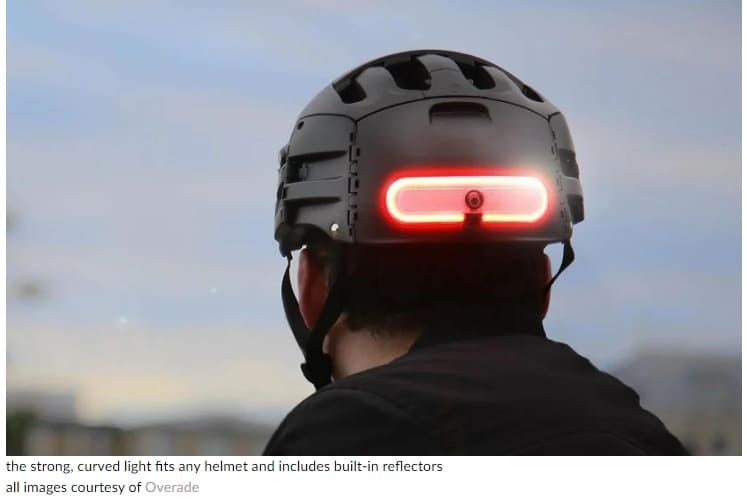 브레이크 밟으면 불 들어오는 자전거 스마트 헬멧 라이트VIDEO: Overade&#39;s smart helmet light detects braking intention to ensure bike safety