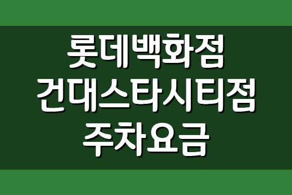  롯데백화점 건대스타시티점 주차요금 주차비