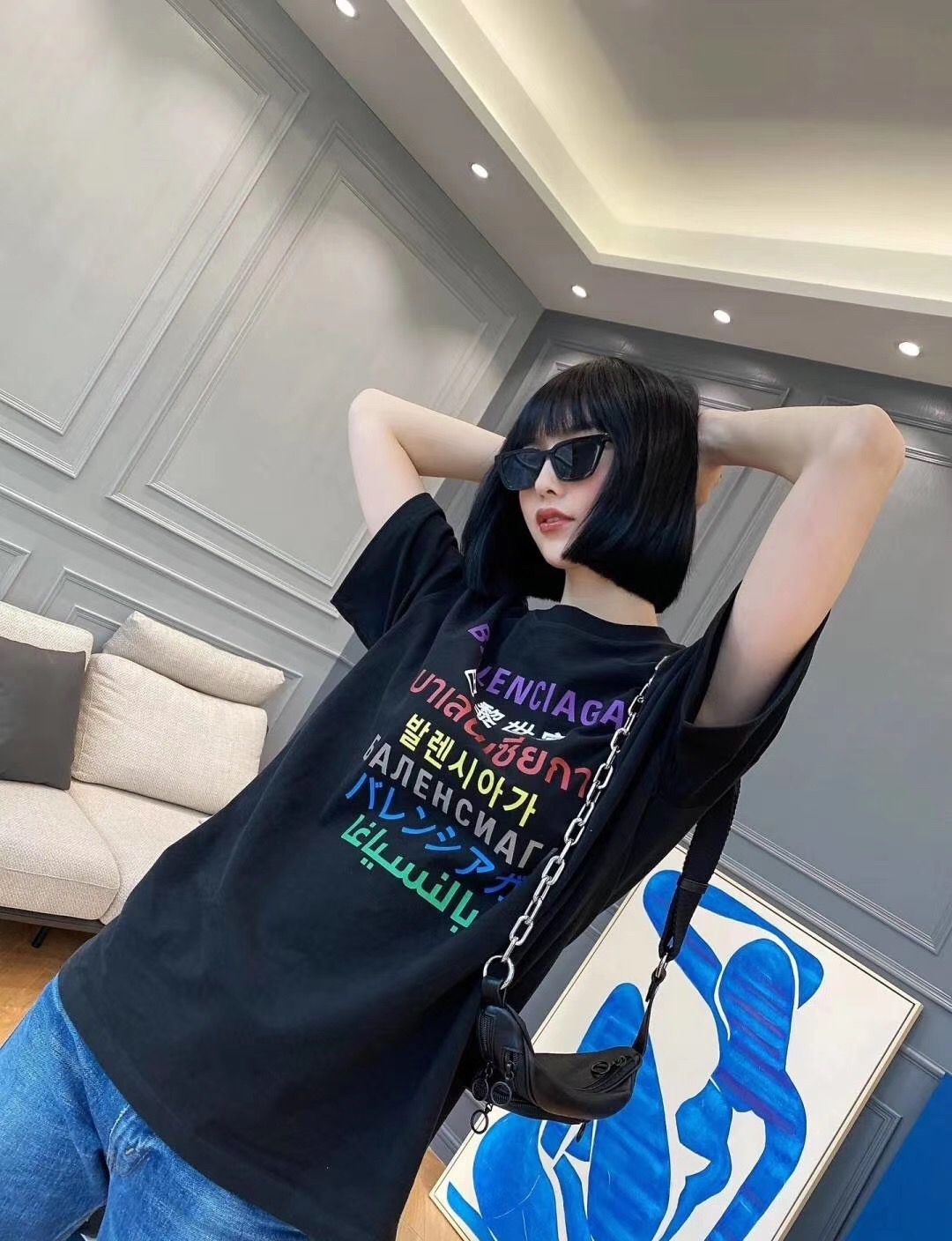  [BALENCIAGA] 발렌시아가 랭귀지 LANGUAGES 미디엄 핏 반팔 티셔츠 612966TJVI32771 (2 COLOR)