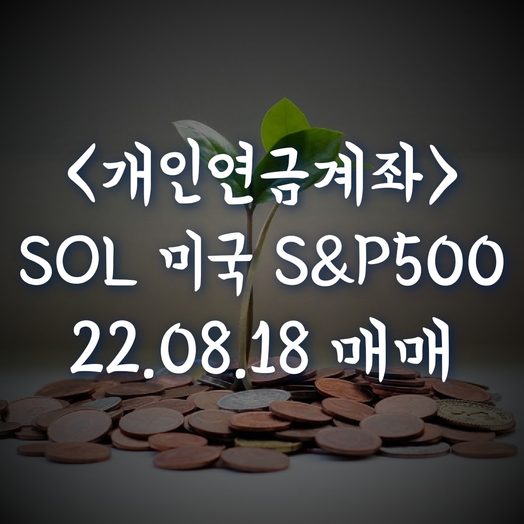  개인연금계좌, SOL 미국S&P500 매수일지 22.08.18