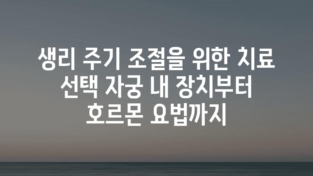 생리 주기 조절을 위한 치료 선택 자궁 내 장치부터 호르몬 요법까지