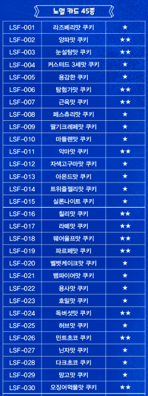  [쿠키런킹덤] 컬렉션 콜렉션 카드 2탄 (도감 종류 모음 정리)
