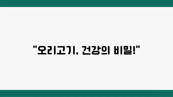 오리고기 효능과 기름 섭취에 대한 건강 정보