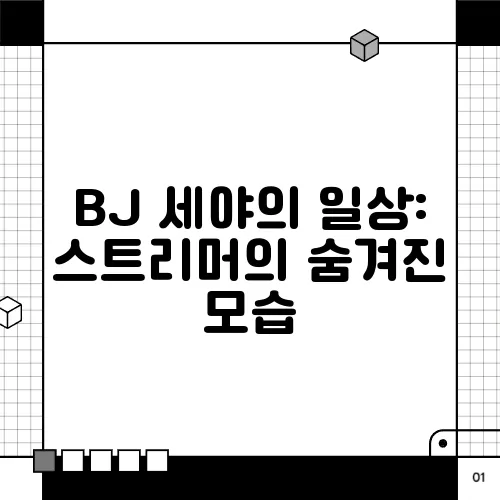 BJ 세야의 일상: 스트리머의 숨겨진 모습