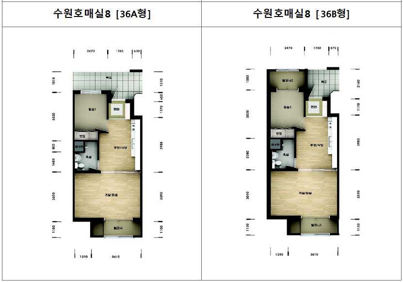 수원호매실휴먼시아8단지 36AB 평면도