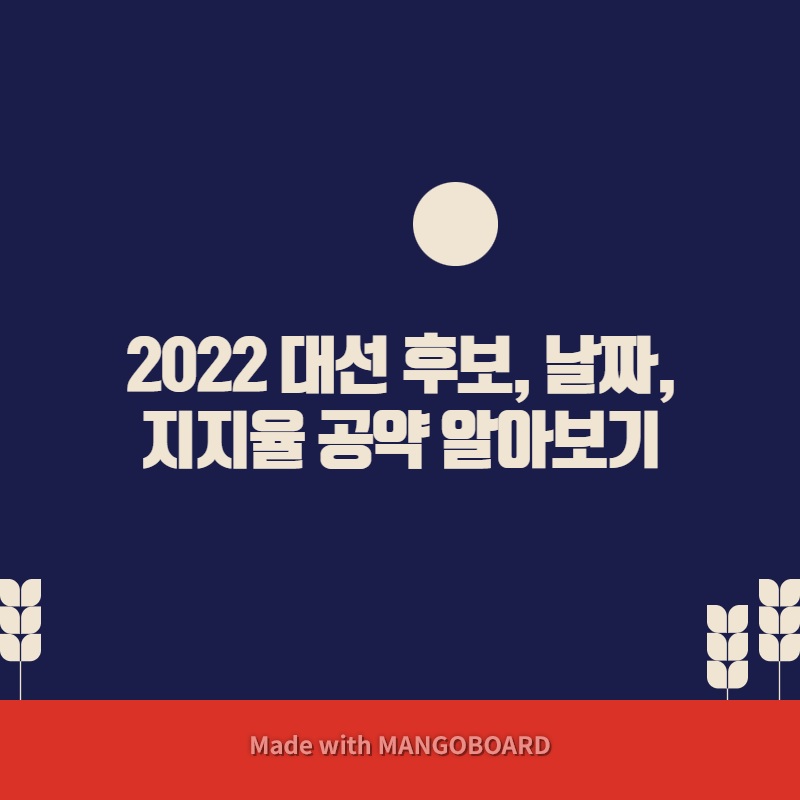  2022 대선 후보, 날짜, 지지율 공약 알아보기