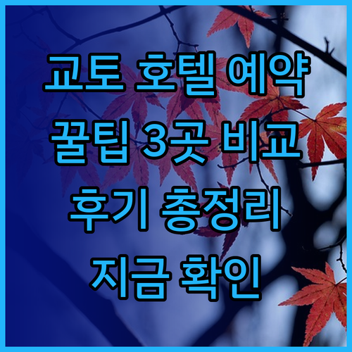 교토 호텔 예약 전 필독 3곳의 숙소