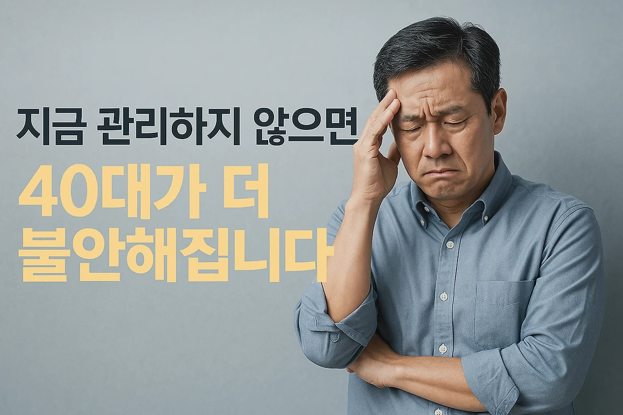 지금 관리하지 않으면, 40대가 더 불안해집니다