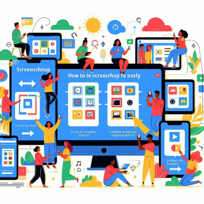 스마트폰과 태블릿을 사용하여 스크린샷을 찍는 장면.