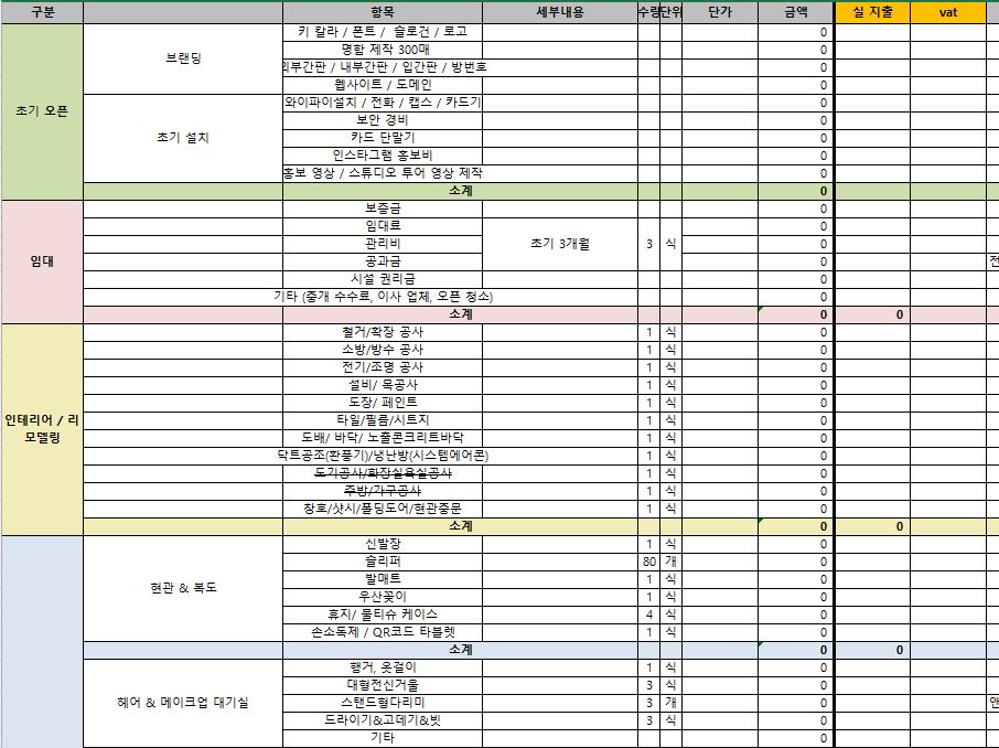  렌탈스튜디오 창업 예산 비용 및 호리존 인테리어 공사 준비