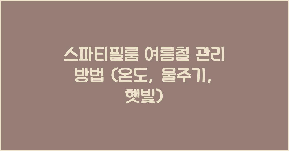 스파티필룸 여름철 관리 방법