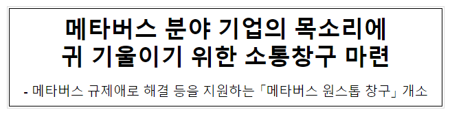  메타버스 원스톱 지원창구 개소