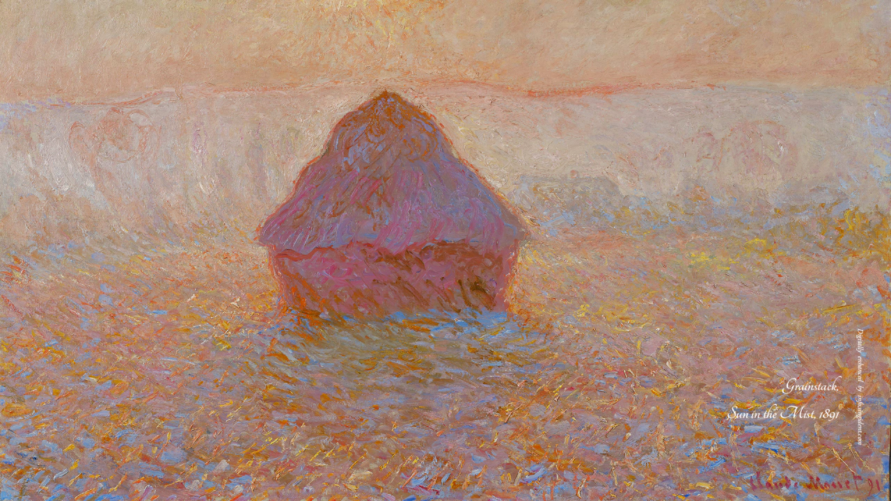 12 건초더미, 옅은 안개속의 태양 C - Claude Monet 모네그림