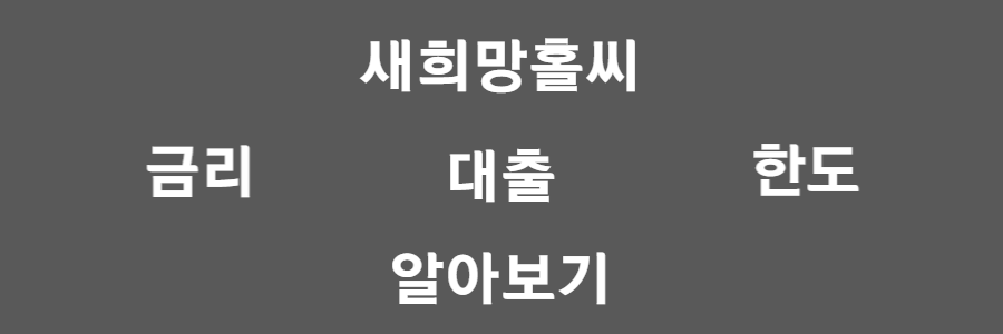  새희망홀씨 대출, 자격조건/금리/신청법 (안보면 손해)