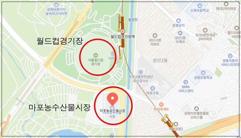 마포 농수산물시장 지도 / 출처 : 네이버지도