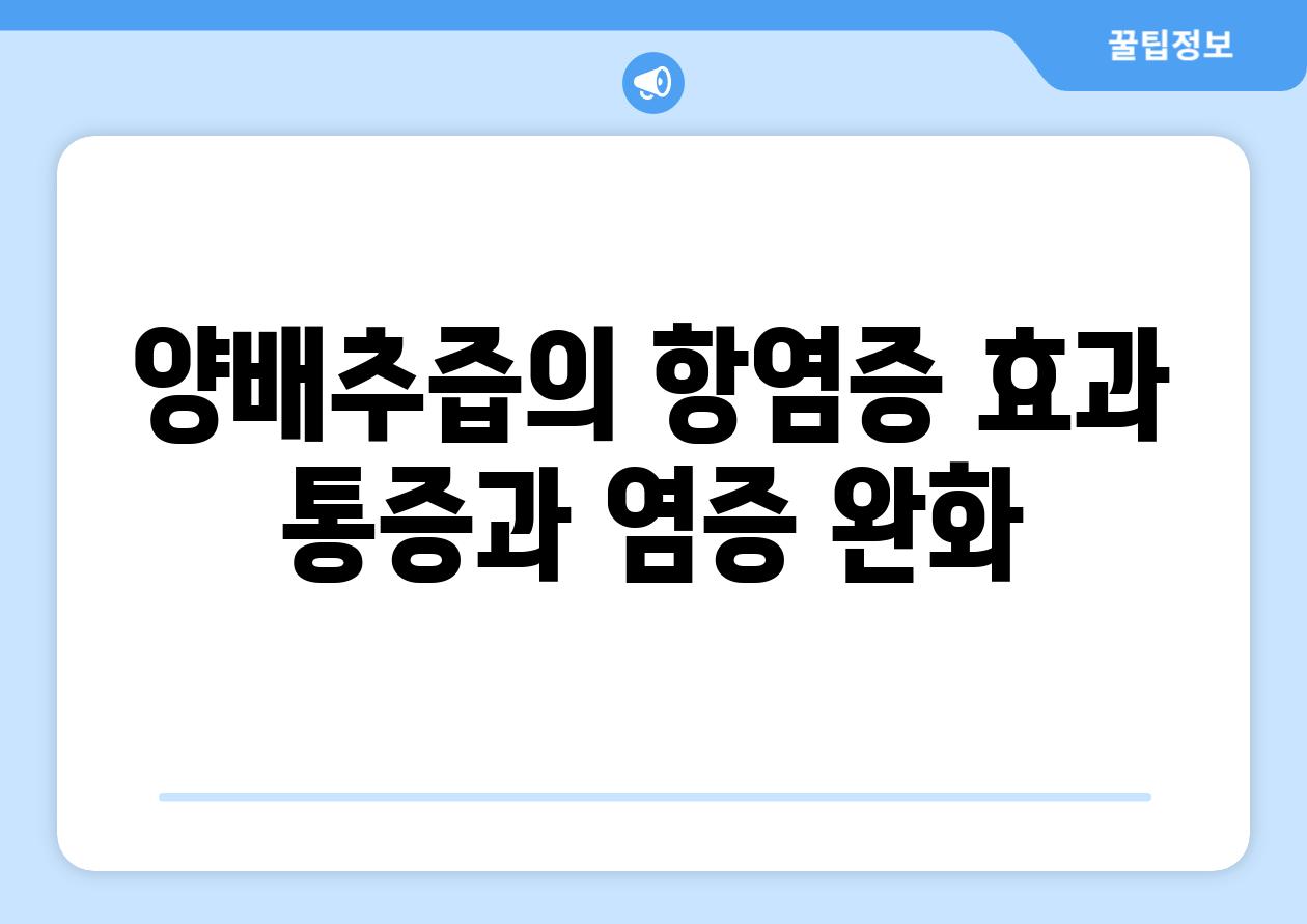 양배추즙의 항염증 효과 통증과 염증 완화