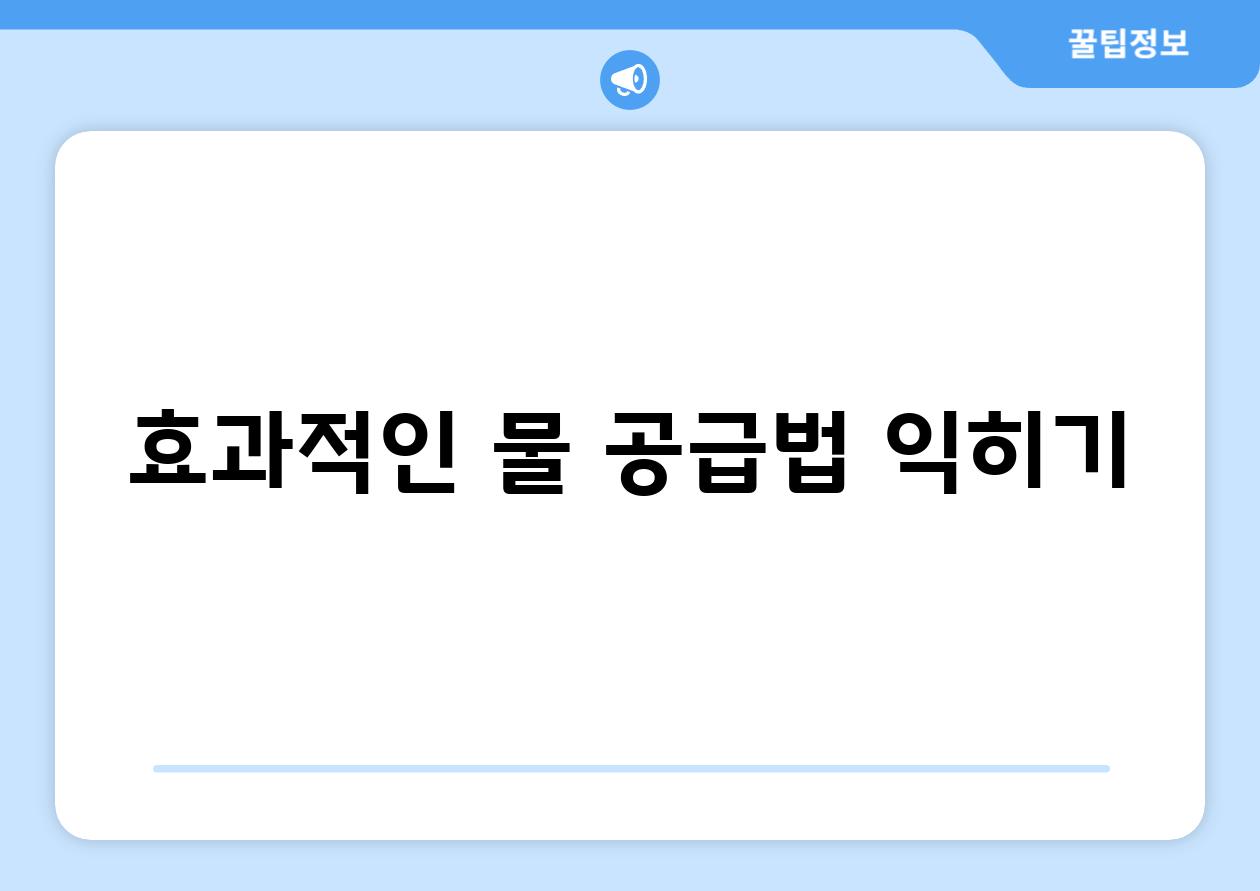 효과적인 물 공급법 익히기