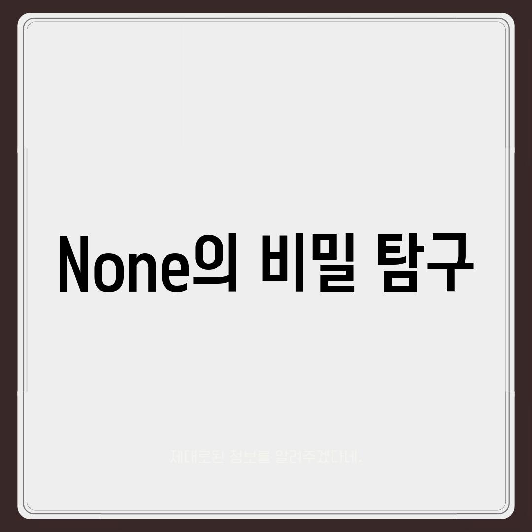 None의 비밀 탐구