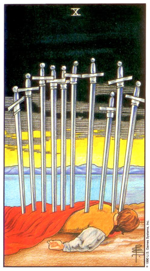  [마이너/소드/정방향] Ten of Swords (소드 10번) 해석/풀이/키워드/정리