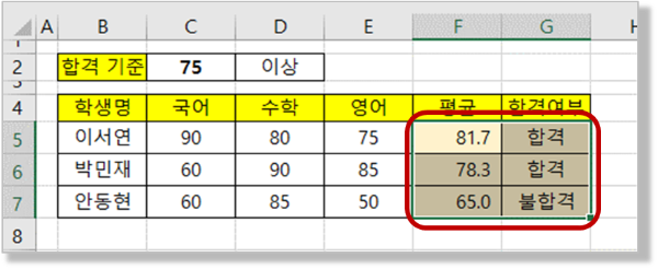 자동 채우기 완성된 모습