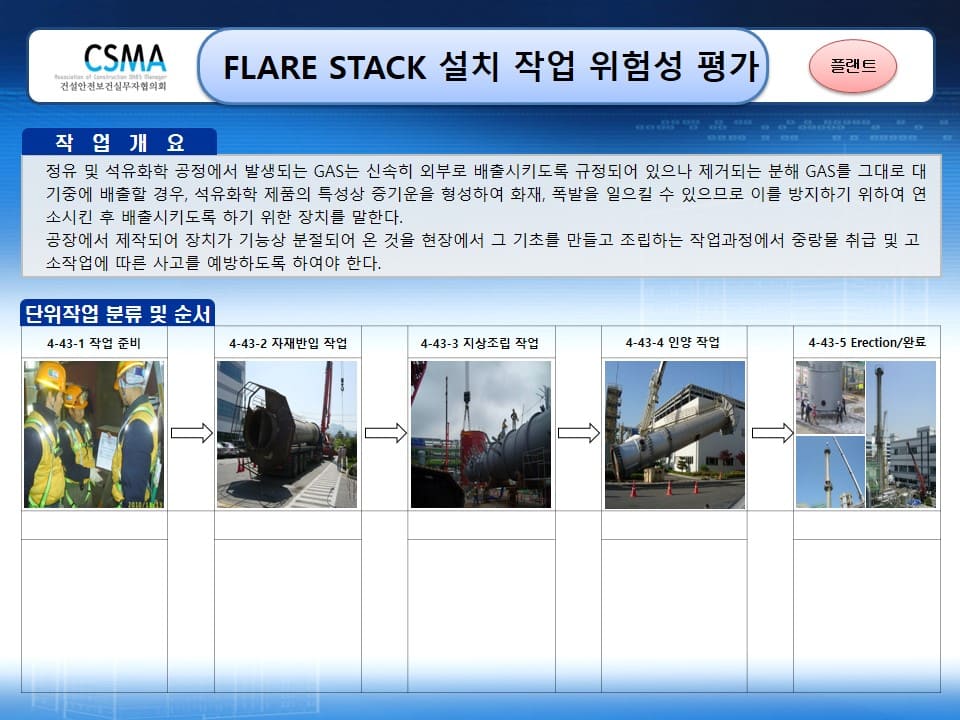  [건설공사 안전비법]_FLARE STACK 설치 작업 위험성평가 양식