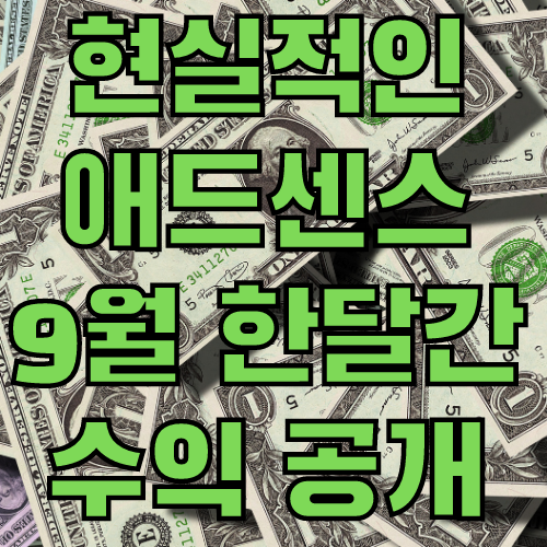  현실적인 9월 한 달간 구글 애드센스 수익 공개 (티스토리 블로그)