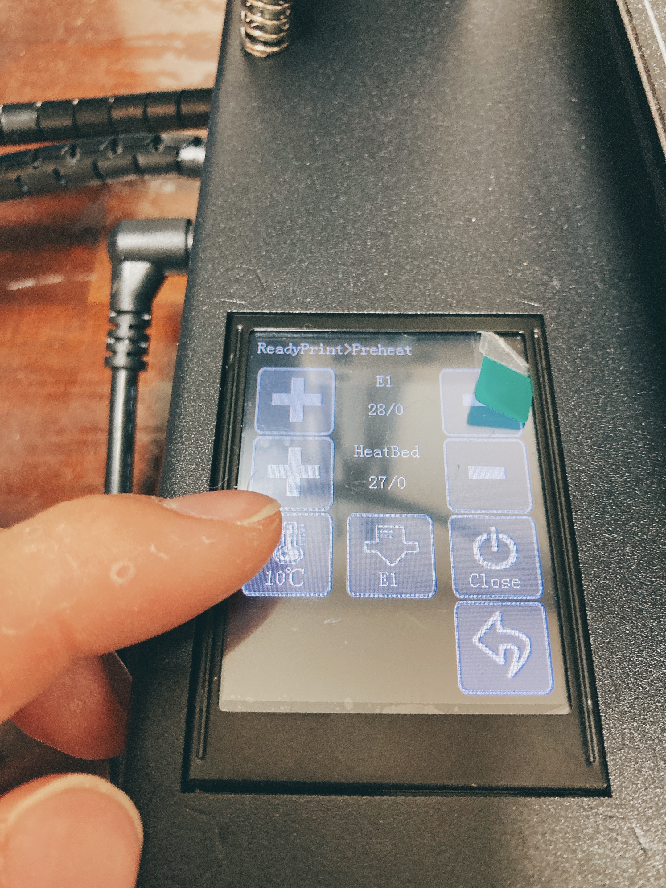 킹룬 KP3S 필라멘트 교체 방법_노즐 온도 상승 메뉴2