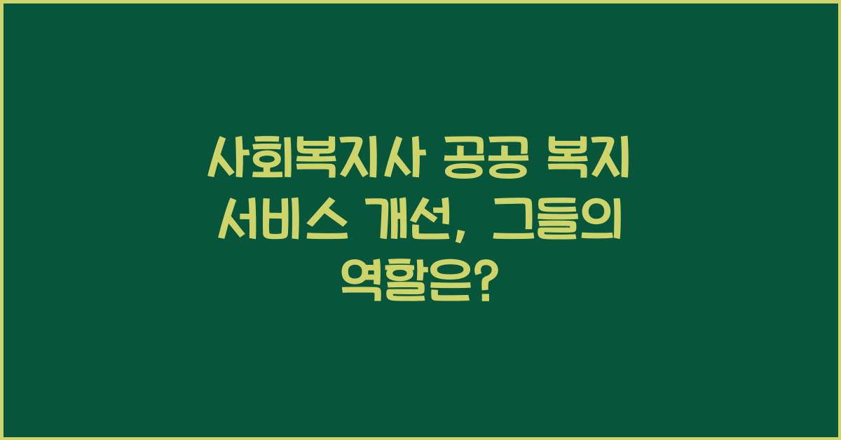 사회복지사 공공 복지 서비스 개선: 공공복지 서비스의 개선을 위한 사회복지사의 역할