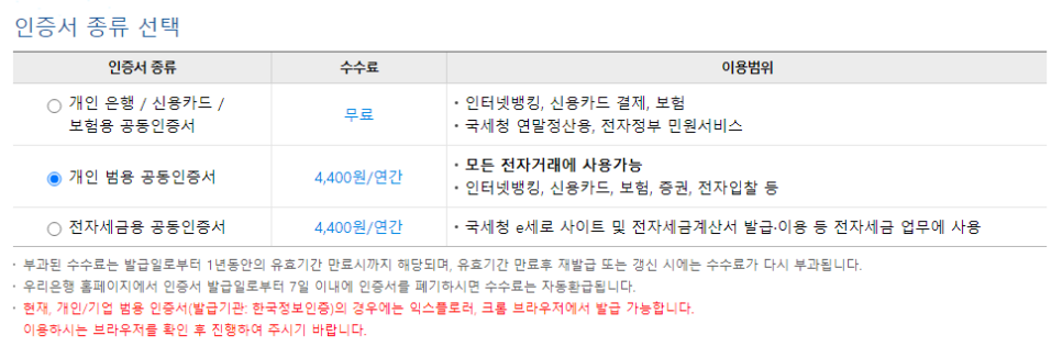 수수료 재발급 비용은? 범용 공인인증서 발급 방법, 1