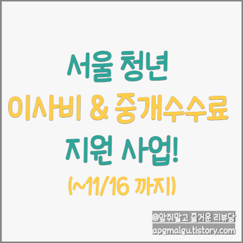  서울 청년 이사비, 중개 수수료 지원 사업(~ 11/16 까지 신청)