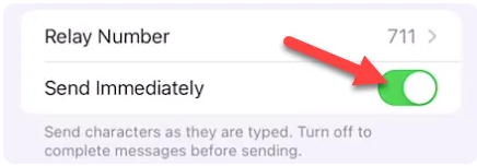 Relay Number 아래에 [Send Immediately]가 있습니다. 실시간으로 보내지 않고&#44; 문자메세지처럼 동작