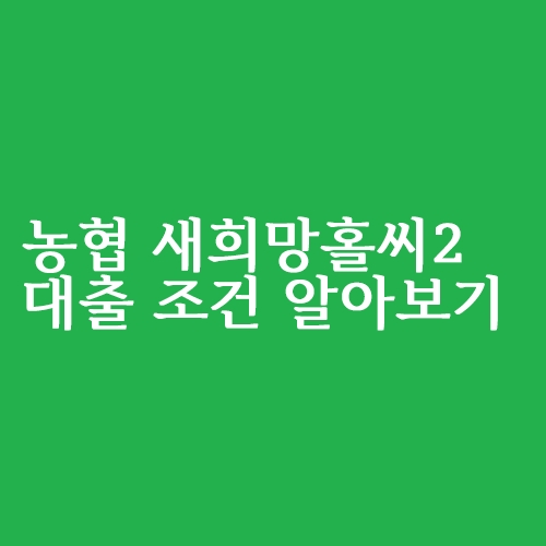  농협 새희망홀씨2 대출 자격 조건 알아볼까요?