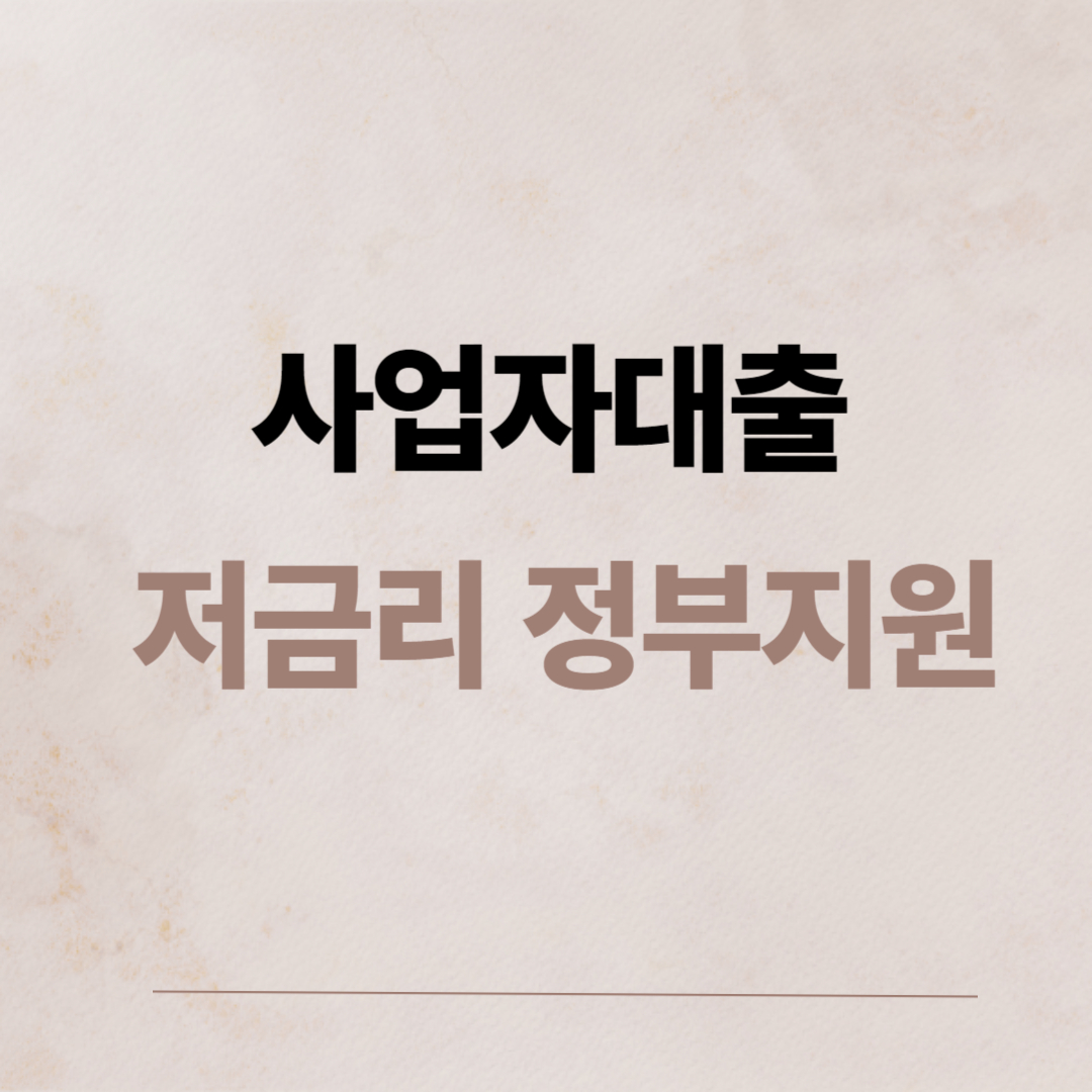 사업자대출 저금리 정부지원