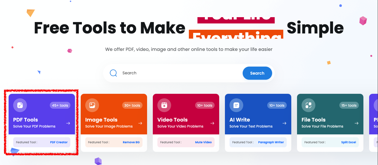 사이트 접속 후 메인 화면에서 'PDF Tools' 메뉴를 선택하여 들어갑니다.