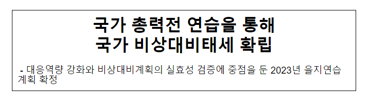  국가 총력전 연습을 통해 국가 비상대비태세 확립