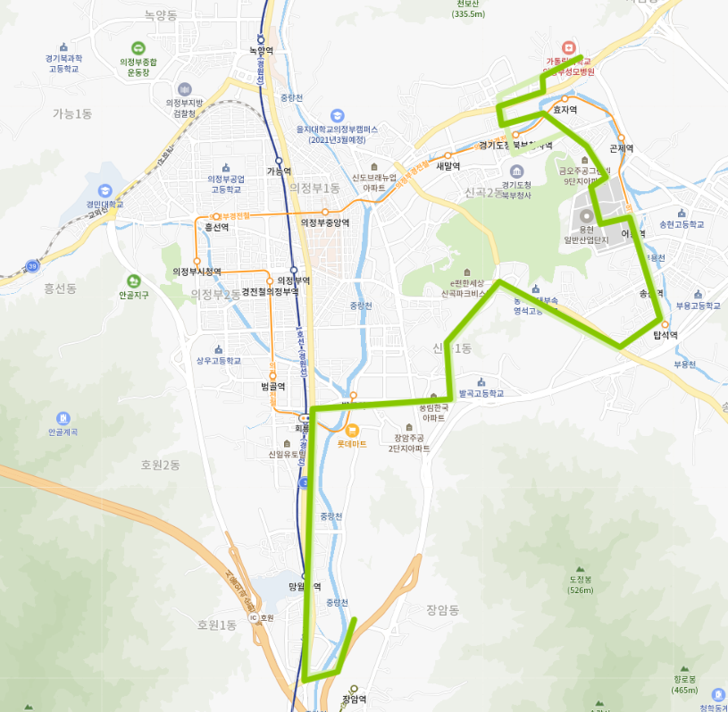  의정부203번버스 노선, 시간표[성모병원, 경기도청, 송산역, 회룡역, 망월사역]