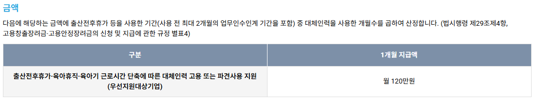 대체인력 인건비 지원 제도