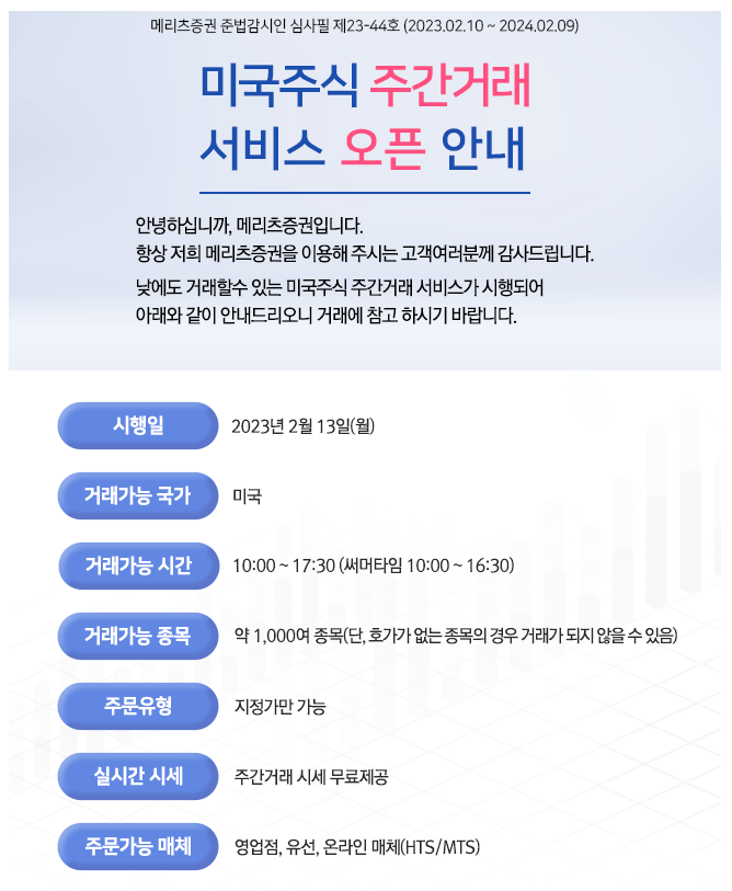 메리츠증권-미국-주식-주간-거래-시간-안내