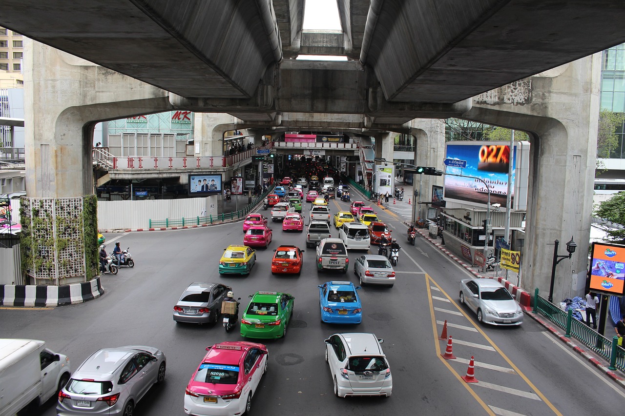방콕의 시내&#44; 교통체증