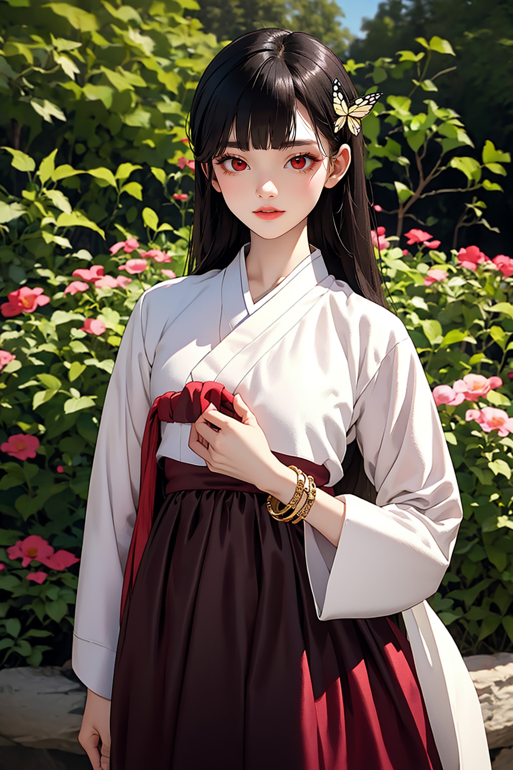  AI 2D 그림체로 생성한 한복입은 여자 - 2